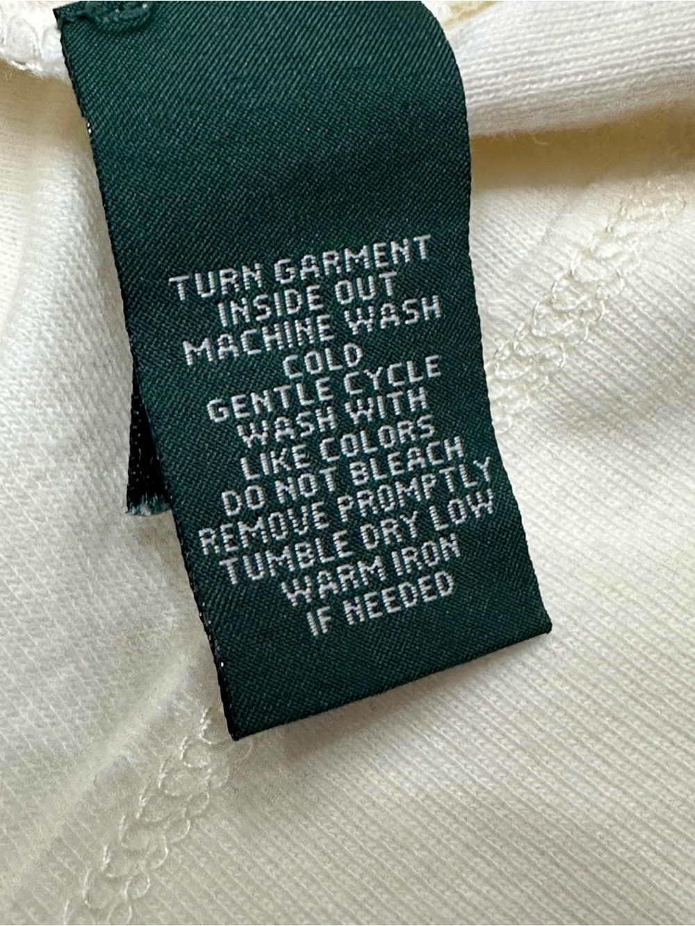 Lauren Jeans Co Ralph Lauren Cream Contrast Trim Henley Top XL Flaw - Picture 6 of 10